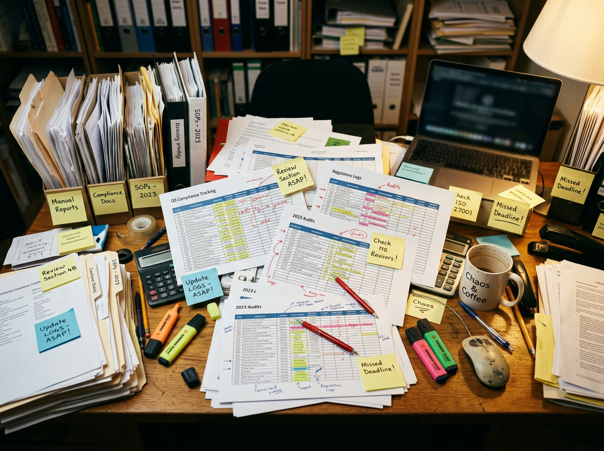 Messy compliance spreadsheets that NovoCove replaces with automated staff certification tracking
